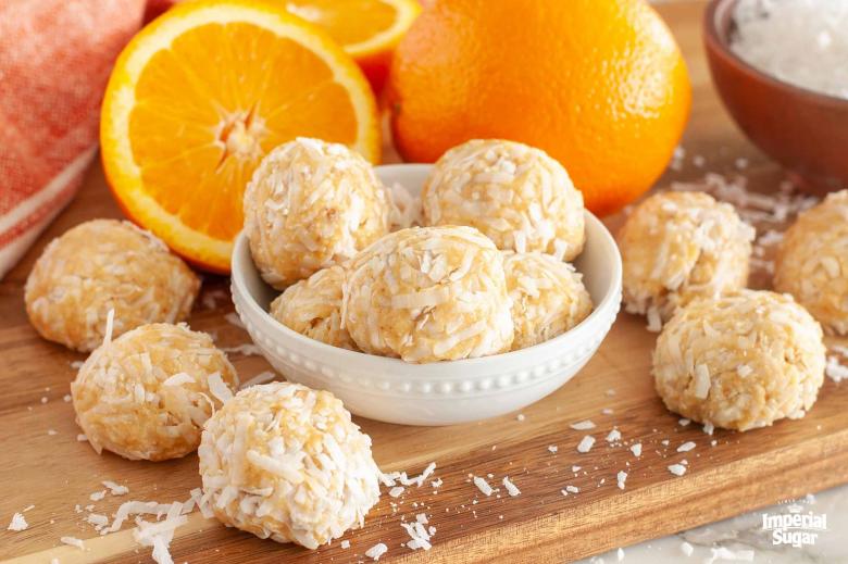 Coconut Balls with Orange infused olive oil