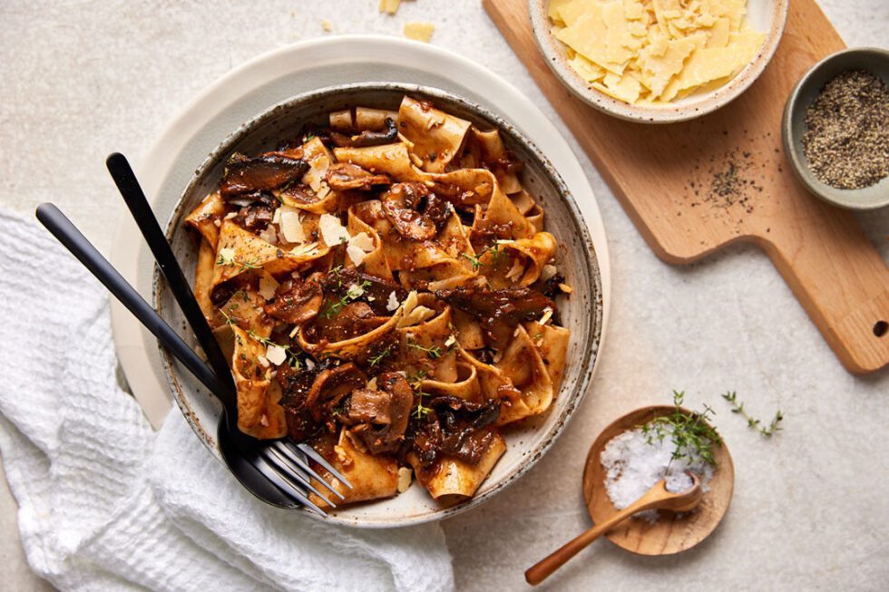 Mushroom Ragu with Peppercorn Infused Olive Oil